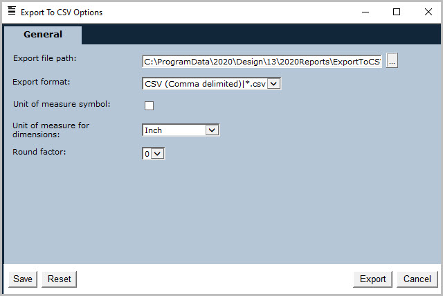 Export to CSV – Design